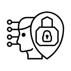 Poster - Ai security artificial intelligence cyber security face lock data protection technology head lock