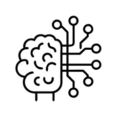 Poster - Outline brain ai artificial intelligence machine learning neural network technology concept design vector