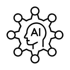 Poster - Ai artificial intelligence machine learning neural network head connection concept design vector icon