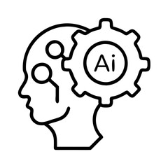 Poster - Ai artificial intelligence head with gear machine learning neural network innovation concept
