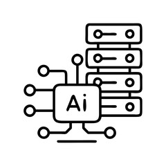 Poster - Ai artificial intelligence machine learning server data processing cloud computing technology icon vector