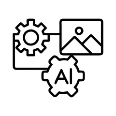 Poster - Ai automation machine learning artificial intelligence process with gear and image concept