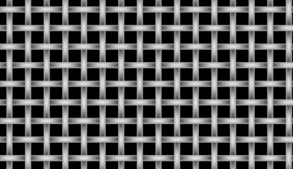 Poster - Intertwined metallic bars forming a regular grid structure, creating a seamless pattern against a dark backdrop