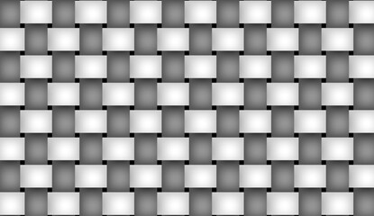 Poster - Interlacing gray and white ribbons forming sleek checkered pattern with contemporary elegance, suitable for graphic design and decorative backgrounds