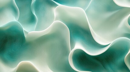 Abstract teal and cream fabric folds