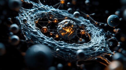 Leinwandbilder - A close up of a sphere with many other spheres surrounding it