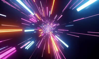 Wall Mural - Bright warp tunnel effect with glowing particles
