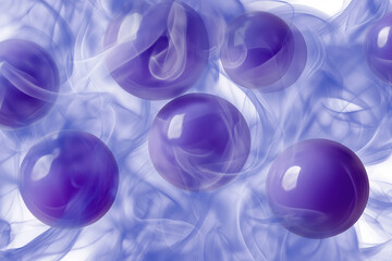 Poster - Abstract design featuring purple spheres surrounded by swirling smoke