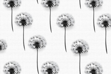 Poster - Dandelion pattern design with intricate details on a light textured background