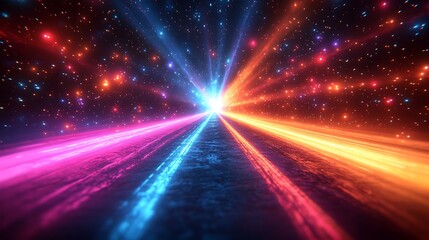 Wall Mural - Cosmic rays illuminate a vibrant pathway through the stars.