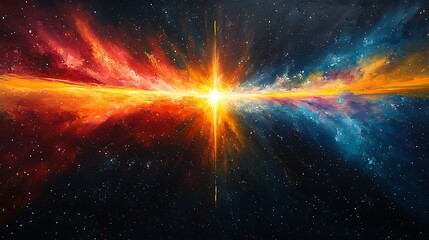 Wall Mural - Cosmic explosion illuminates vibrant nebulae.
