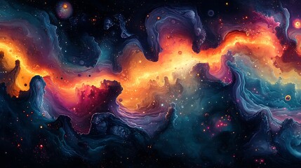 Wall Mural - colorful, swirling cosmic nebulae painting the night sky.