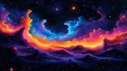 Wall Mural - Colorful nebulae, swirling through the dark cosmos.