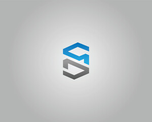 Poster - SM or MS Abstract Logo Design Icon Minimal Vector Template.