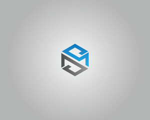 Poster - SM or MS Hexagonal Logo Design Icon Minimal Vector Template.