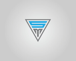 Poster - Triangle SM Letter Initial Logo Design Icon Vector Template.