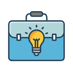 Poster - Briefcase with Bulb Icon Representing Creative Business Ideas and Innovation