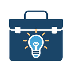 Poster - Briefcase with Bulb Icon Representing Creative Business Ideas and Innovation