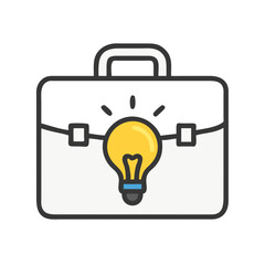 Poster - Briefcase with Bulb Icon Representing Creative Business Ideas and Innovation