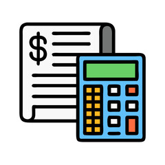 Poster - Calculator with Bill Icon Representing Financial Management and Expense Calculation