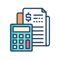 Poster - Calculator with Bill Icon Representing Financial Management and Expense Calculation