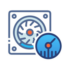 Poster - Cooling Fan with Gauge Icon Representing Thermal Management and Temperature Control
