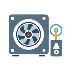 Poster - Cooling Fan with Gauge Icon Representing Thermal Management and Temperature Control