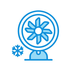 Poster - Cooling Fan with Snowflake Icon Representing Cold Air Flow and Temperature Control