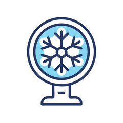 Aufkleber - Cooling Fan with Snowflake Icon Representing Cold Air Flow and Temperature Control