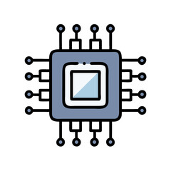 Poster - CPU Chip Icon Representing Central Processing Unit and Computing Power
