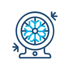 Poster - Cooling Fan with Snowflake Icon Representing Cold Air Flow and Temperature Control