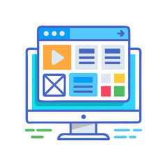Aufkleber - Desktop with UI Elements Icon Representing Web Interface and User Experience