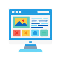 Fototapete - Desktop with UI Elements Icon Representing Web Interface and User Experience