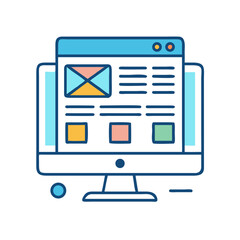 Aufkleber - Desktop with UI Elements Icon Representing Web Interface and User Experience