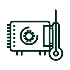 Aufkleber - GPU with Thermometer Icon Representing Temperature Monitoring and Graphics Card Cooling