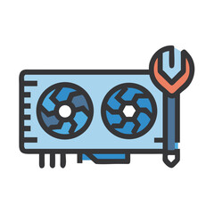 Poster - GPU with Wrench Icon Representing Graphics Card Maintenance and Performance Tuning