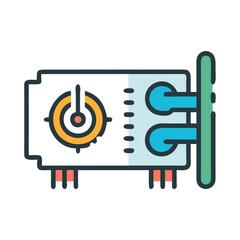 Aufkleber - GPU with Thermometer Icon Representing Temperature Monitoring and Graphics Card Cooling