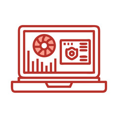 Fototapete - 
Laptop with GPU Stats Icon Representing Hardware Monitoring and Graphics Performance Analysis