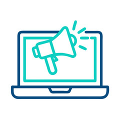 Poster - Laptop with Megaphone Icon Representing Digital Marketing and Online Promotion