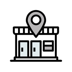 Aufkleber - Location Pin on Building Icon Representing Local Business or Nearby Service Establishment