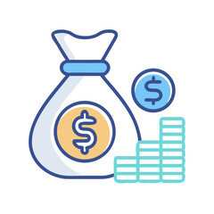 Poster - Money Bag with Coins Icon Representing Financial Wealth and Economic Savings