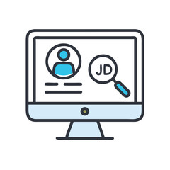 Poster - Monitor with Job Search Icon Representing Employment Opportunities and Online Career Search