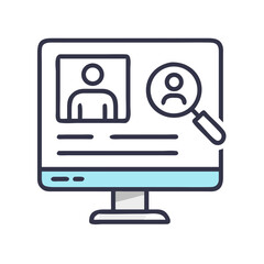 Poster - Monitor with Job Search Icon Representing Employment Opportunities and Online Career Search