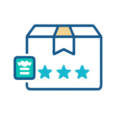 Aufkleber - Package with Star Rating Icon Representing Product Review and Customer Feedback