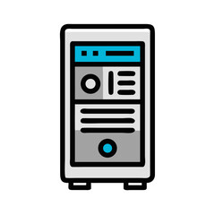 Aufkleber - PC Tower with Components Icon Representing Computer Hardware and System Architecture