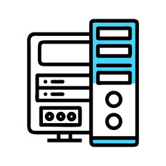 Aufkleber - PC Tower with Components Icon Representing Computer Hardware and System Architecture