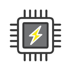 Aufkleber - Processor with Lightning Icon Representing Power Performance and High-Speed CPU Capability