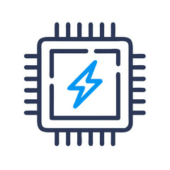 Aufkleber - Processor with Lightning Icon Representing Power Performance and High-Speed CPU Capability