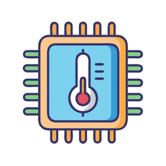 Aufkleber - Processor with Thermometer Icon Representing Heat Monitoring and CPU Temperature Control
