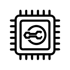 Leinwandbilder - Processor with Wrench Icon Representing CPU Maintenance and System Hardware Repair